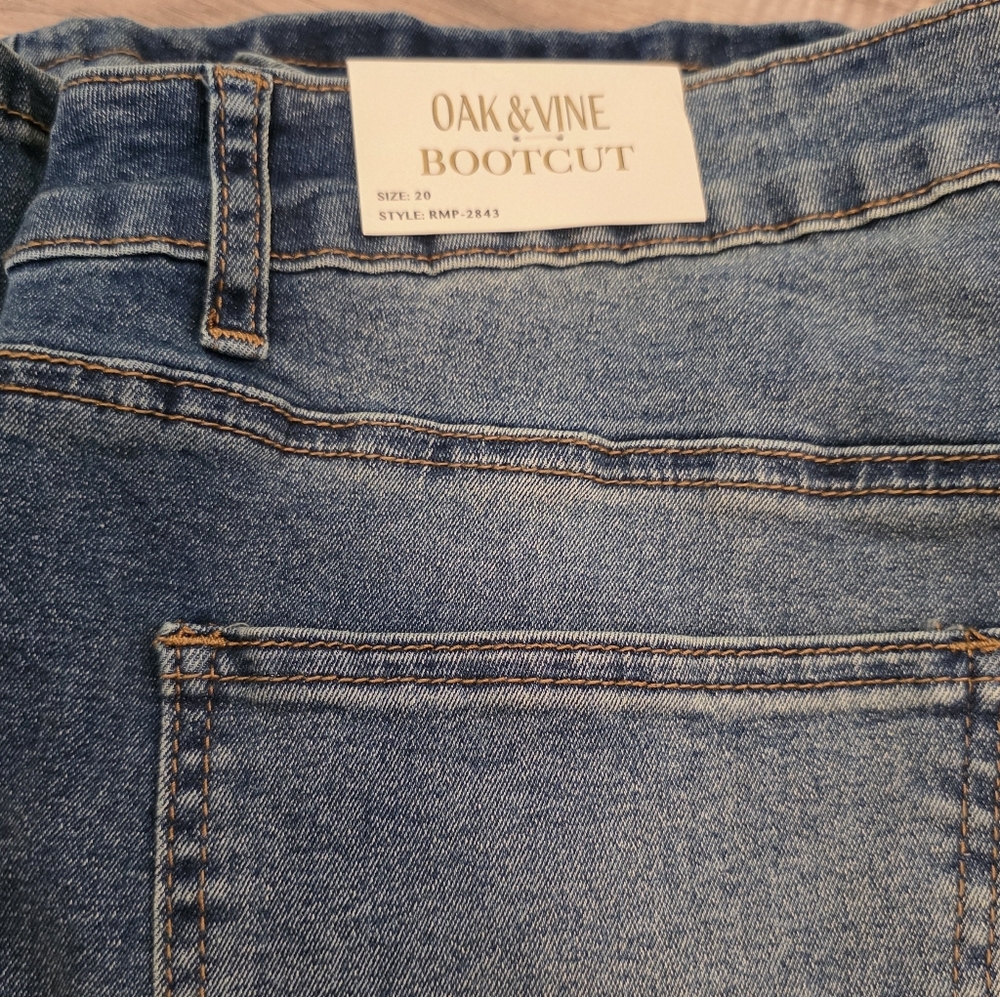 Oak & Vine Flare Wide Leg High Rise Stretch Embroidered Blue Jeans Plus Size 20 - Picture 11 of 12